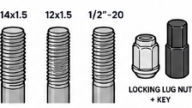 Common lug nut thread pitches and a locking lug nut